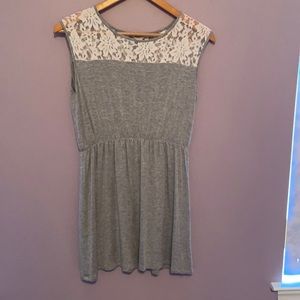 Forever 21 Girls Grey Dress with White Lacing